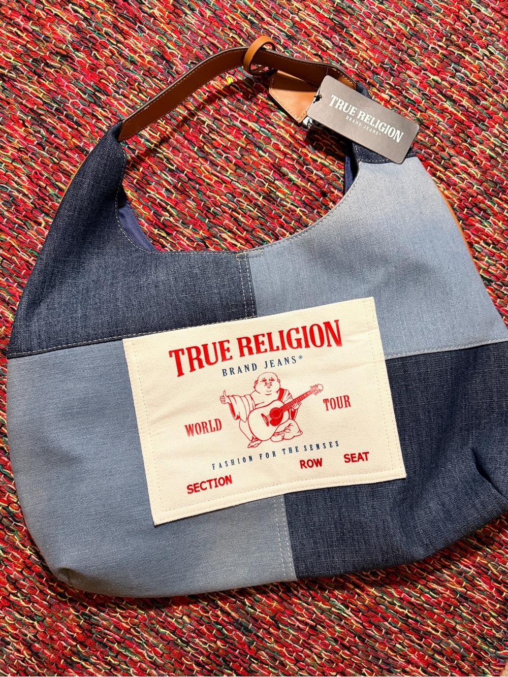 True Religion Patchwork Denim Hobo Bag